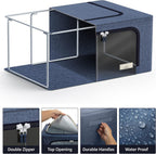 Sorbus Storage Bins with Metal Frame - Stackable & Foldable Clothes Organizer Bags - Oxford Fabric Storage Containers with Large Clear Window & Carry Handles, Bedroom Organization for Bedding & Linen