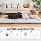 Japanese Floor Futon Mattress Twin Size, 25D High Density Support Foam, 4" Thicken Foldable Mattress Tatami Mat Sleeping Pad Suitable for Camping, Guest Room, Light Grey 39"x 80"
