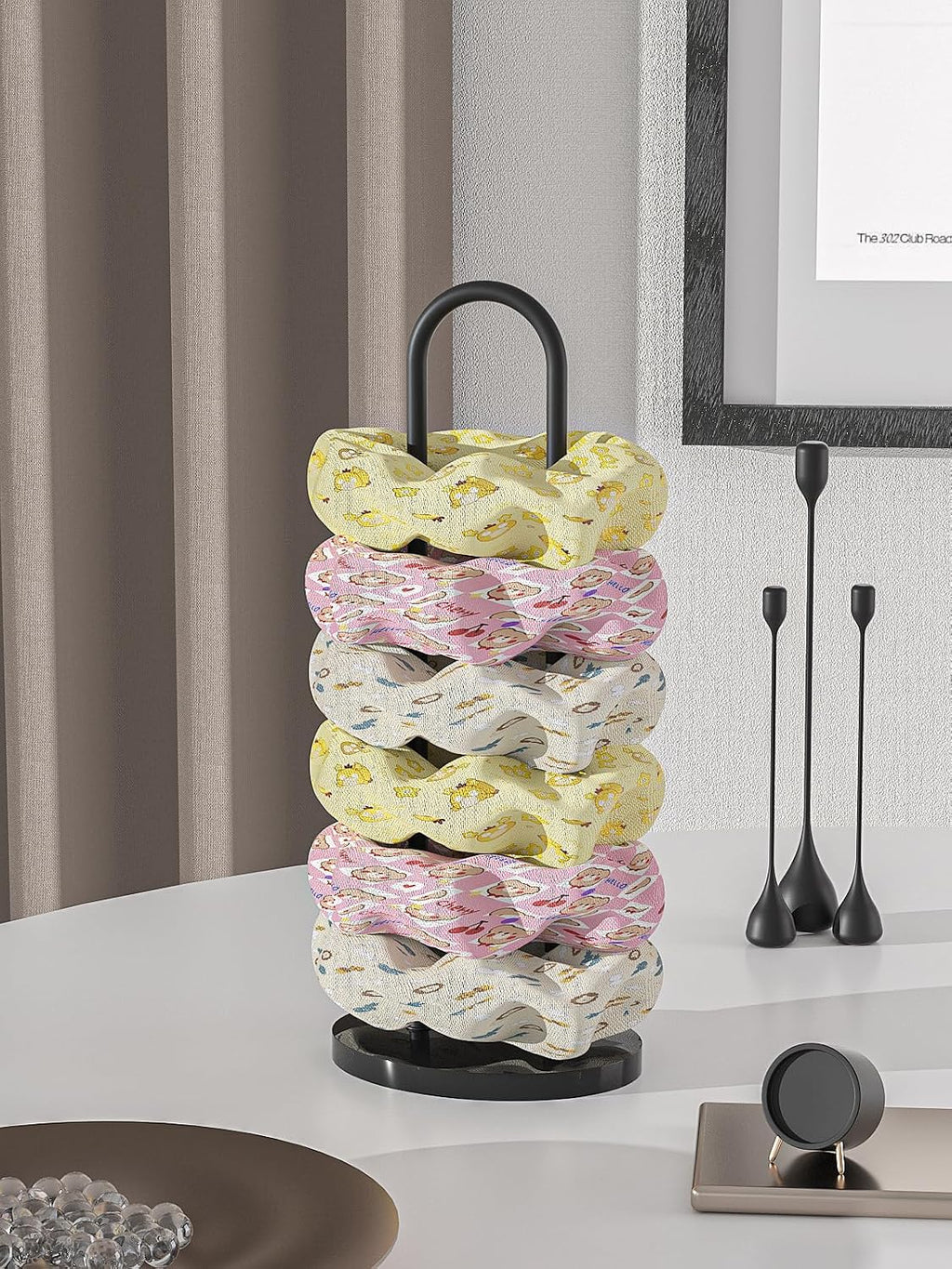 Scrunchie Holder,Hair Tie Organizer Holder,Hair Accessories Organizer Stand,Metal and Acrylic Combination Hair Accessory Storage Displays Holder (Black)