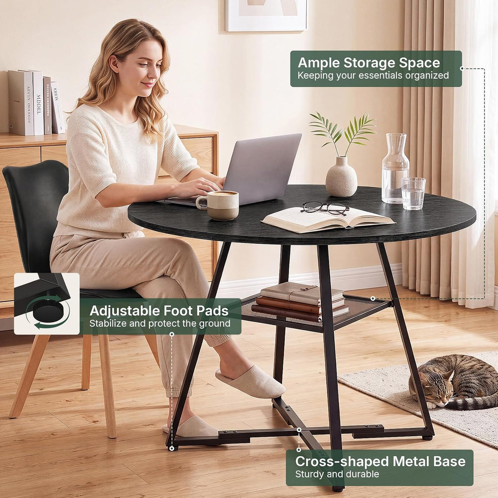 47in Round Dining Table Set for 4, Kitchen Table with Chairs | Circle Table, ...