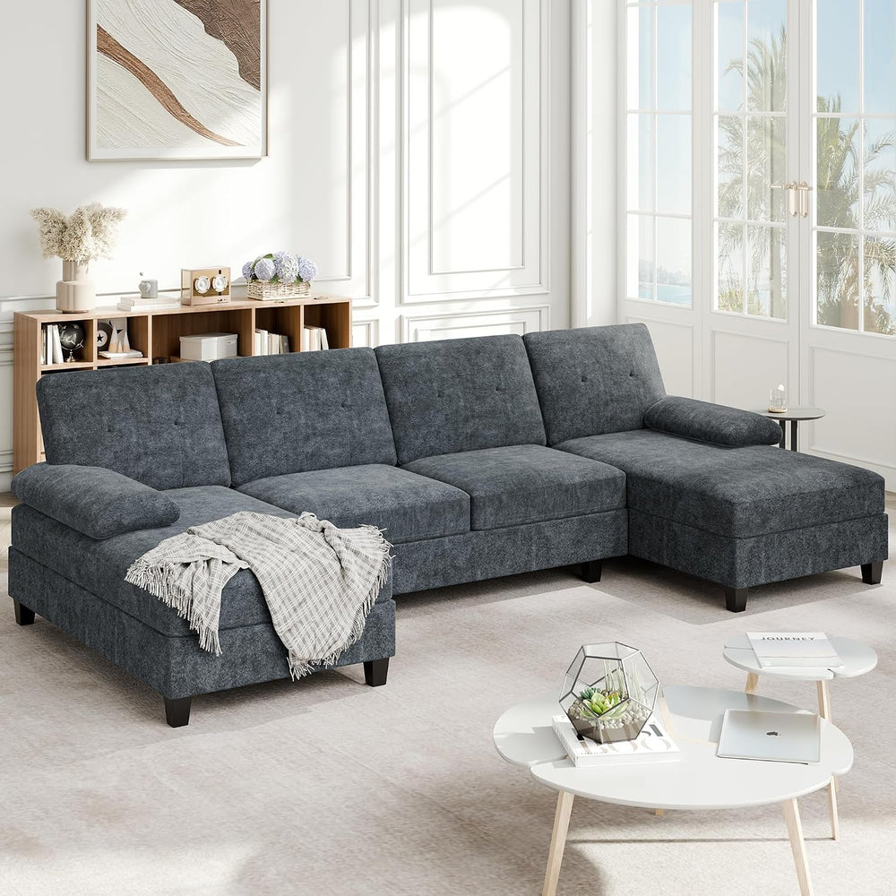 Sectional Couches for Living Room, U Shaped Couch 4 Seat Sectional Sofa with ...