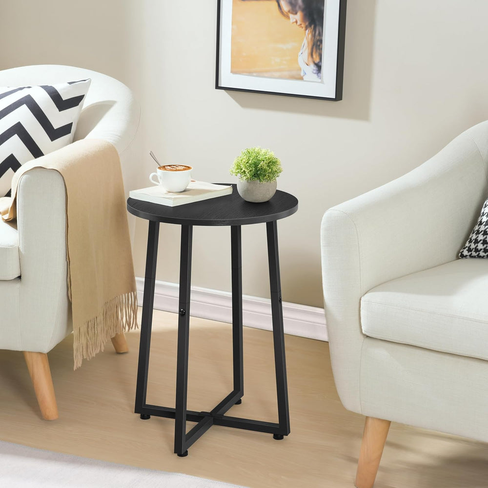 HOOBRO Side Table, Round End Accent Table with Sturdy Metal Pedestal, C Shape...