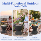 EFU Cooler Tables, 15 Gallon Cooler Bar Tables, Keeps Cold 12H | Multi-Functional Outdoor Cool Bar for Drinks Beer & Wine, with Drain Plug, Patio Furniture for Backyard, Pool, BBQ, Party