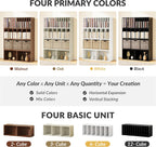 IOTXY DIY Modular Cube Bookcase - CubeXY Customizable Stackable Expandable Basic Shelving Units, 12-Cube Wooden Open Bookshelf with Removable Shelves for Vinyl Record Storage Organizer, Black