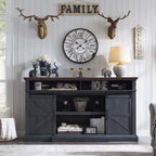 Farmhouse TV Stand for 80 Inch TVs, 37.4"Tall Entertainment Center w/Storage Cabinets and Sliding Barn Door, Media Console Cabinet w/Soundbar & Adjustable Shelves for Living Room, 70 inch (Dark Grey) | for 80 Inch TVs, 38" Tall, Storage Cabinets, Slidi...