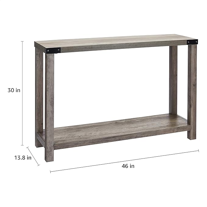 ROCKPOINT Furniture Barn Style Farmhouse Rectangle Accent Entryway Table, Grey Wash