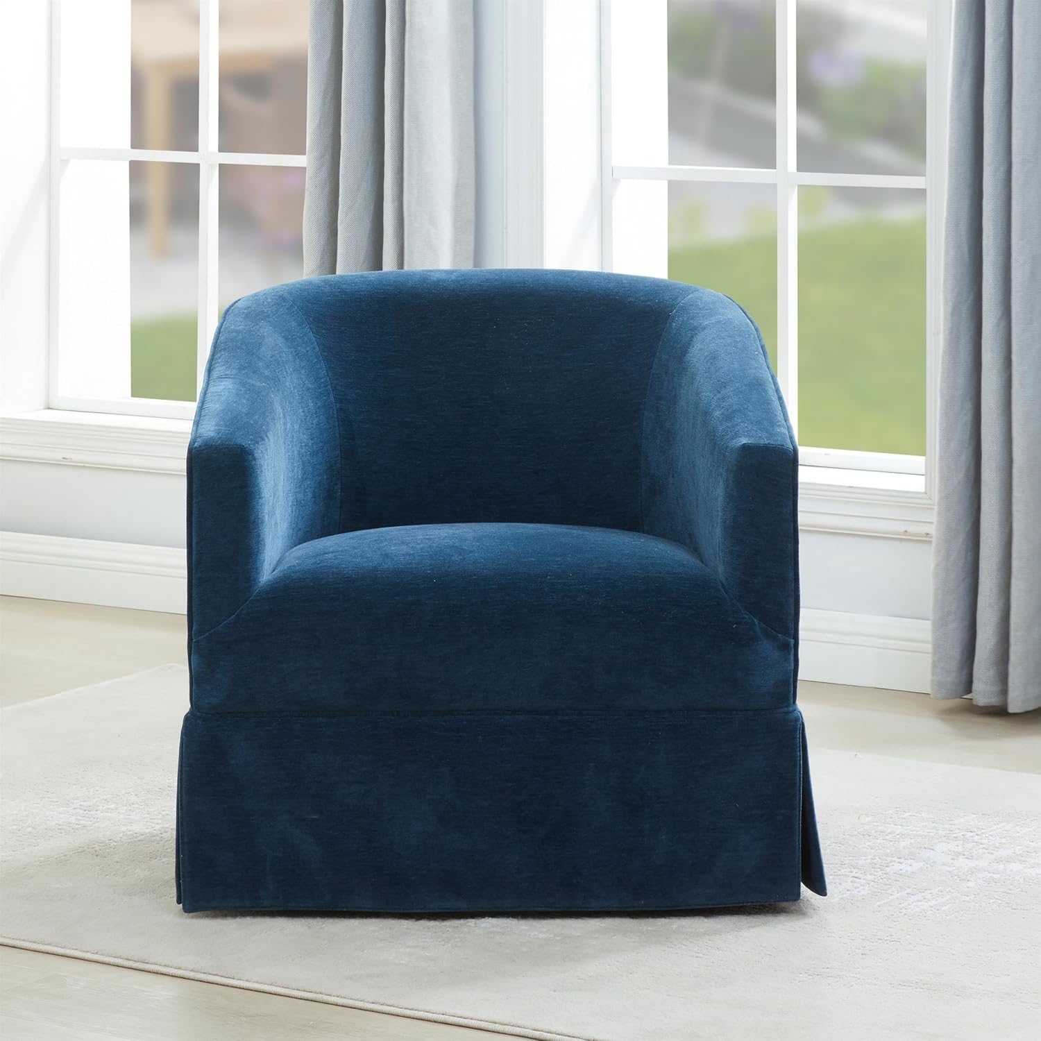 Elm Skirted Swivel Chair (Baltic Blue)