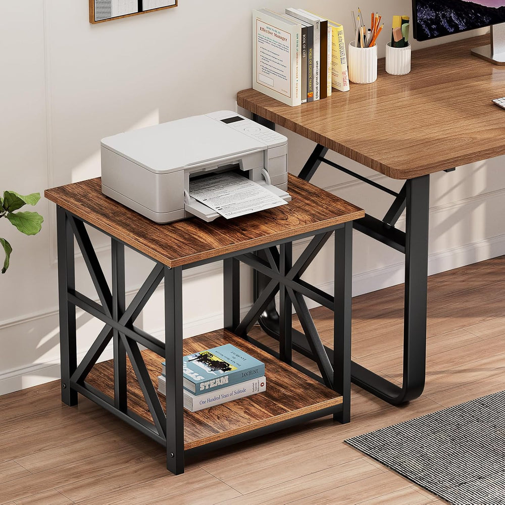 GreenForest Large End Table with X-Shaped Metal Frame for Living Room | Rusti...