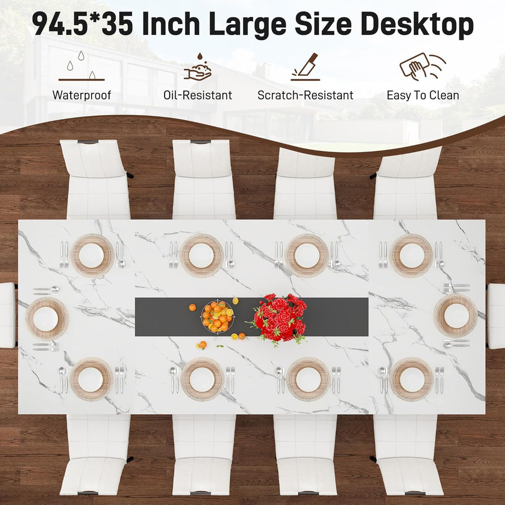 chartustriable Dining Table for 8-10 People,94" Large Modern Kitchen Tab...
