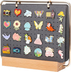 PACMAXI Display Organizers, Brooch Holder, Enamel Pin Pages for Store 180+ Pins, Collection Storage Calendar Wooden Stand With 6 Pages (Not Include Any Accessories) (Grey)
