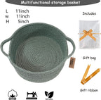 COMFY-HOMI Round Rope Basket with Handles for Shelves,Toys,Book, Cloth Storage Baskets for Organizing Toy Decorative Organizer for Living Room, Bathroom