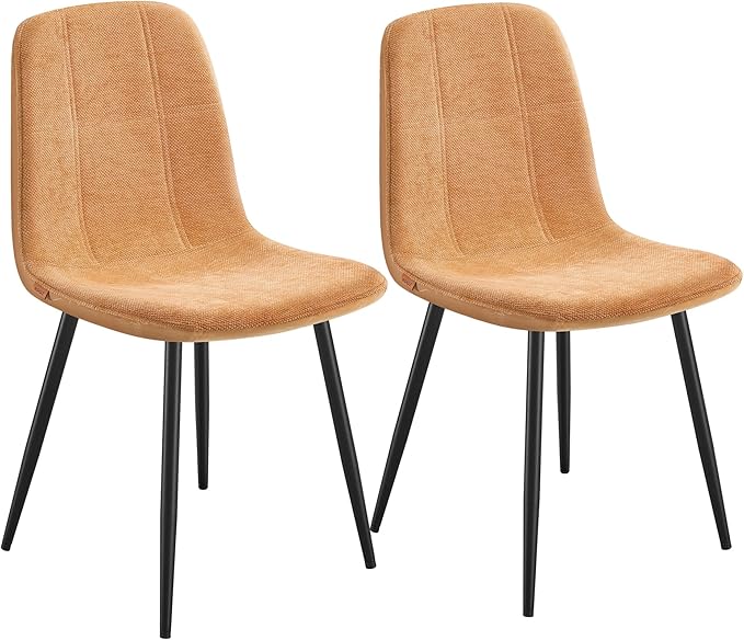 VASAGLE Dining Chairs, Set of 2 Dining Room Chairs, Metal Frame, Adjustable F...