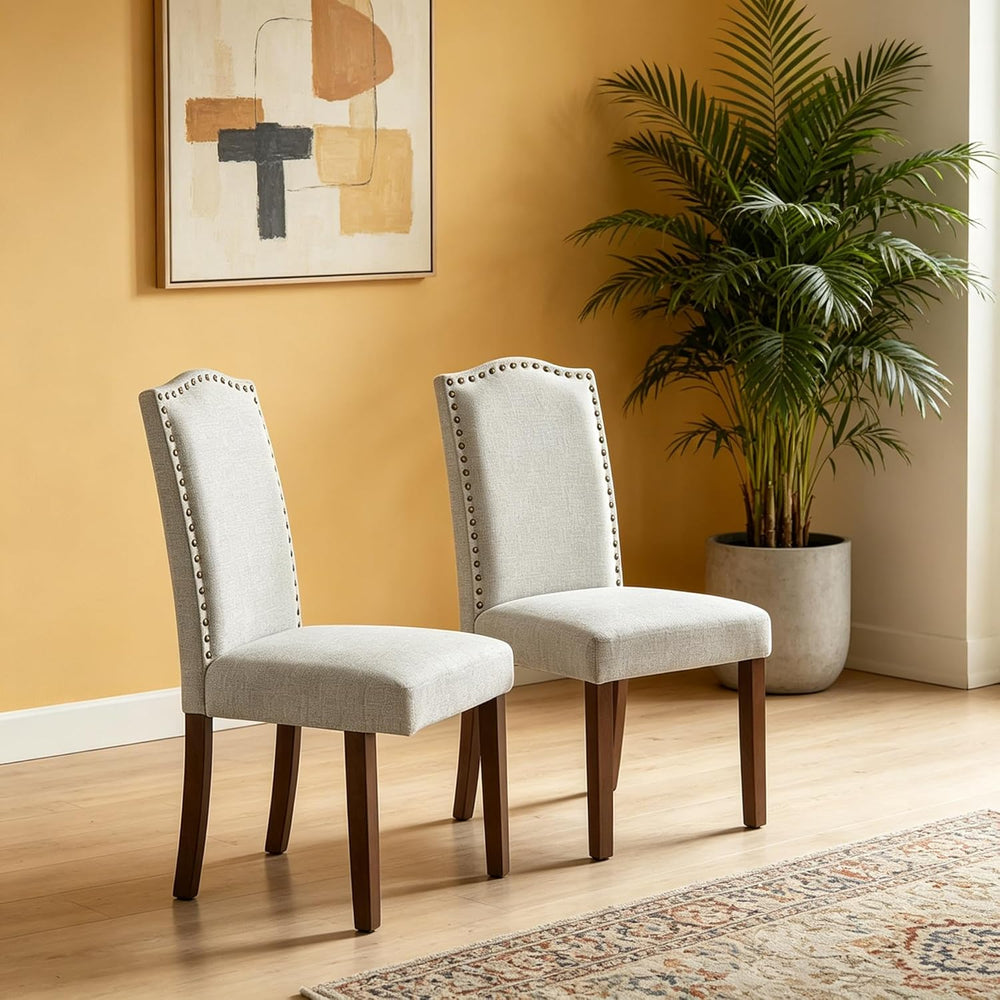 Simple Deluxe Set of 2 Upholstered Parsons Dining Chairs, Fabric Dining Room ...