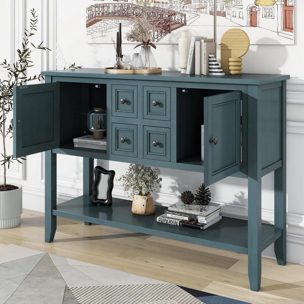 P PURLOVE Console Table Buffet Sideboard Sofa Table with Drawers Cabinets and...