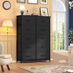 DWVO 10 Drawers Dresser, Fabric Dresser, Fabric Storage Tower, Organizer Unit for Living Room, Hallway, Closets