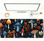 Mushroom Forest Mouse Pad – Large Extended Desk Mat 35.43 x 15.75 in – Autumn Woodland Fungi Illustration, Waterproof Surface, Non-Slip Rubber Base, Keyboard & Mouse Pad for Nature Lovers