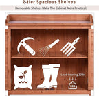 Merax Outdoor 39" Potting Bench Table, Rustic Garden Wood Workstation, Storage Cabinet with 2-Tier Shelves and Side Hook, Orange