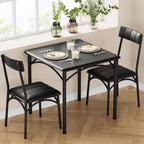 2-Person Dining Table Set (3 Pieces) - Square Kitchen Table with Upholstered Chairs | Ideal Small Space Dining Set for Apartments, Studios | Compact Kitchen Dining Set for 2 Adults/Kids