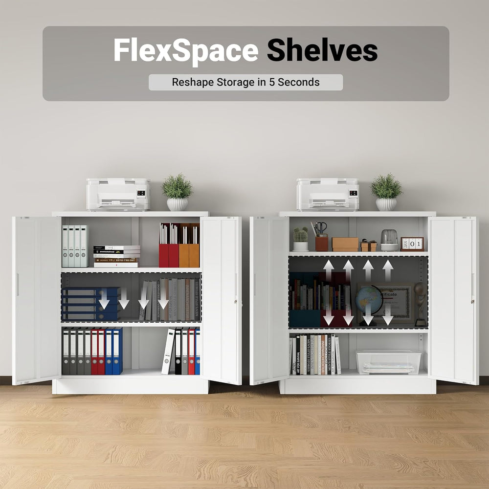 CJF Metal Storage Cabinet, 36" H Locking Storage Cabinet with Shelves an...