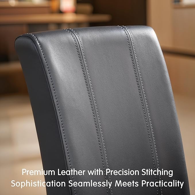 CHUN YI Dining Chairs Set of 8, Faux Leather Dining Room Chairs, High Back Upholstered Parsons Chairs for Dining Room Kitchen Side Chair with Sturdy Wood Legs, Grey