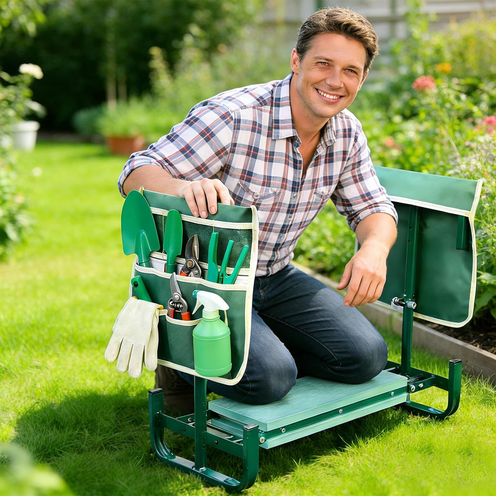15-20 Inch Adjustable Garden Kneeler and Seat, Foldable Garden Kneeler