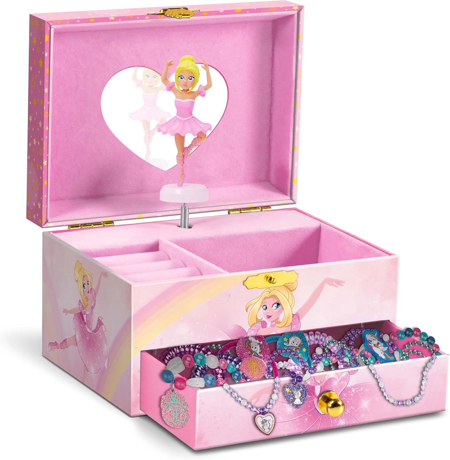Craze Music Box Ballerina | Music Box with Melody, Girls Jewellery Box with Rotating Ballerina, Mirror & Drawer
