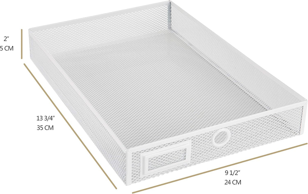 Annova Desk Organizer Wire Mesh 3 Tier Sliding Drawers Paper Sorter/Multifunctional/Premium Solid Construction for Letters, Documents, Mail, Files, Paper, Kids' Art Supplies (White)
