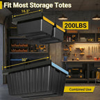 Overhead Garage Storage Rack,Garage Ceiling Storage 3 Rails Set, Overhead Storage Rack to Hold 2 Plastic Totes, Metal Ceiling Racks for Garage Storage to Free Up Floor Space, Garage Organizer System
