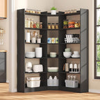 6 Tiers Corner Bookshelf, 63.1" Tall Modern Corner Etagere Bookcase Storage Display Rack Book Shelf with Baffle, Industrial L Shaped Bookshelves for Bedroom, Home Office, Living Room, Black