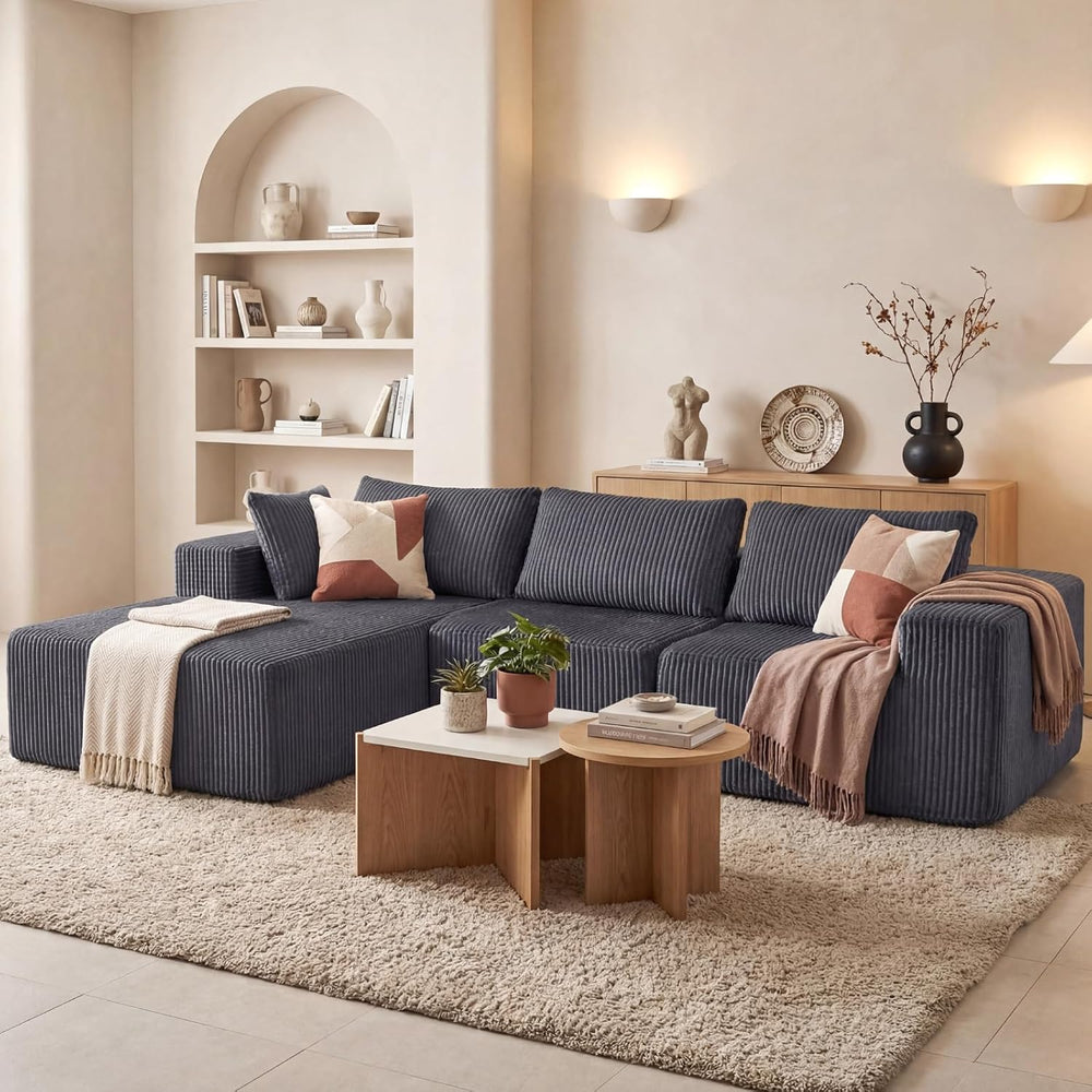 DUMOS 105" L-Shaped Sectional Couch, Left Facing Chaise | Upholstered Co...