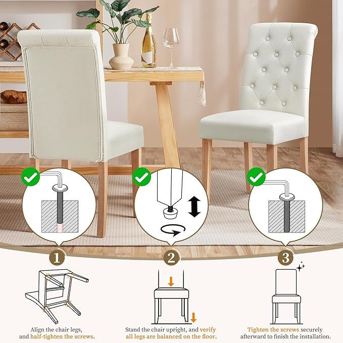 Yaheetech Dining Chairs Set of 4 Fabric Upholstered Dining Room Chairs with B...