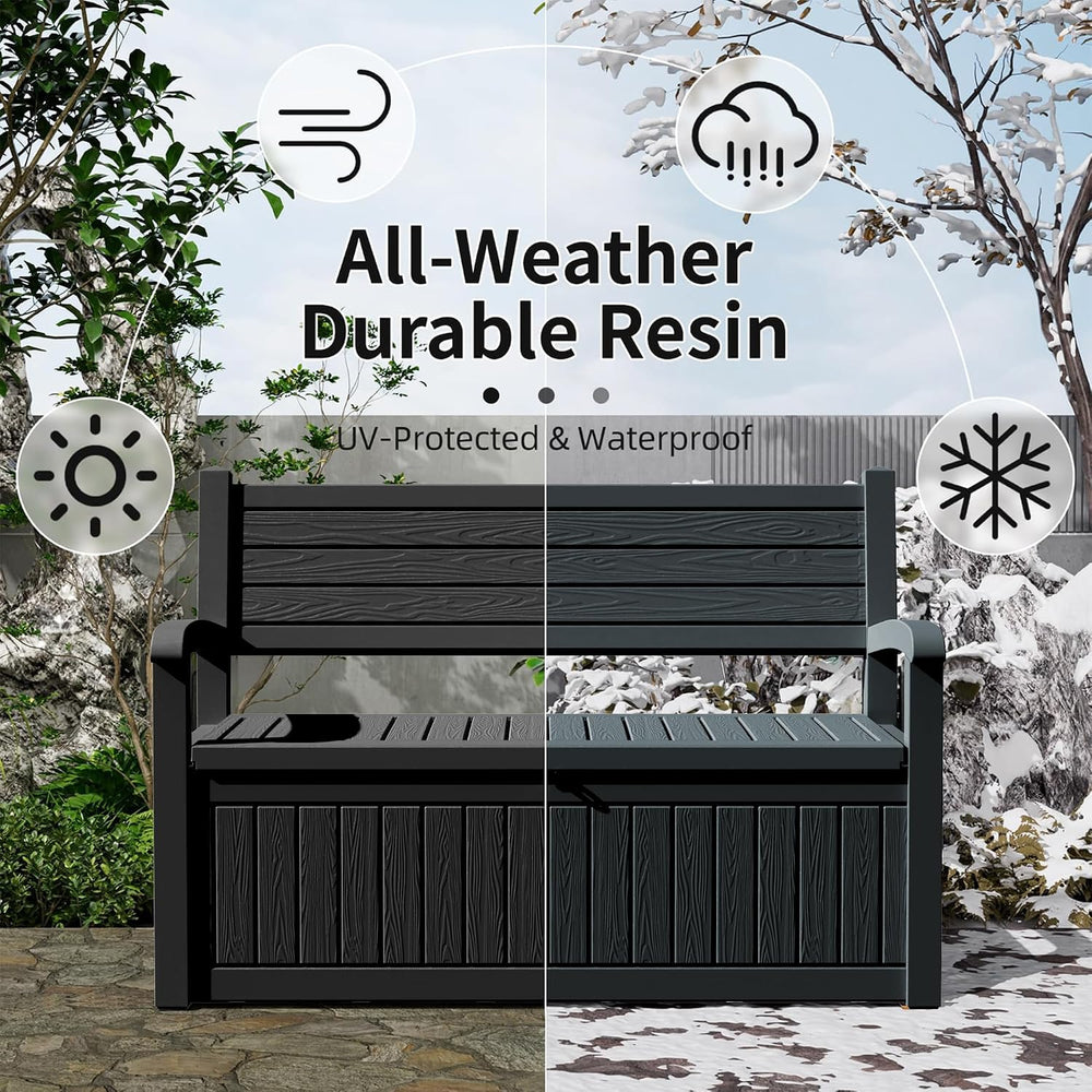 PatioZen 80 Gallon Outdoor Storage Bench Deck Box Waterproof Lockable,Outdoor...