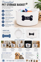 JUPPE Pet Dog Basket with Personalized Name, Dog Toys Storage Organizer Custom Cotton Rope Basket Nursery Decor (Pet Dog Basket)