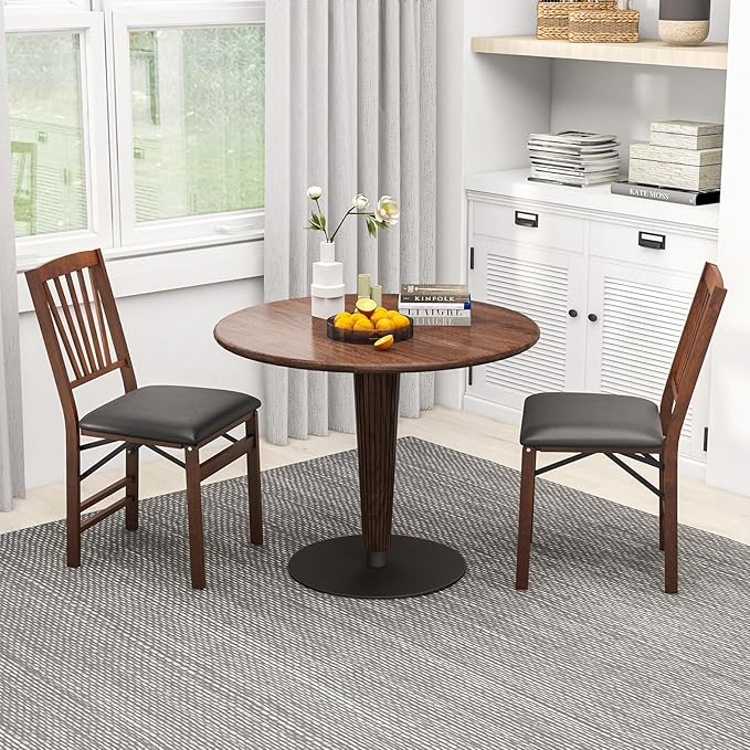 Giantex Folding Dining Chairs Set of 2, Foldable Wood Kitchen Chairs with Pad...