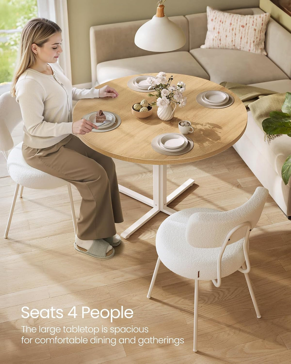 VASAGLE Dining Table, Small Round Kitchen Table for 4 People, 31.5 x 29.4 Inc...