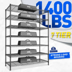 82.6H Metal Shelving Unit 7 Tier Storage Shelves Adjustable Wire Shelving Metal Wire Shelf Pantry Shelves Commercial Rack for Kitchen Pantry Utility Room Garage 45" W x 82.6''H x 13.5" D, Black