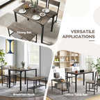 NAFORT Kitchen Table Set for 4, Industrial Dining Table with 2 Chairs & Storage Bench, Rustic Wood & Metal 4-Piece Dining Set for Small Space, Apartment, Kitchen & Dining Room