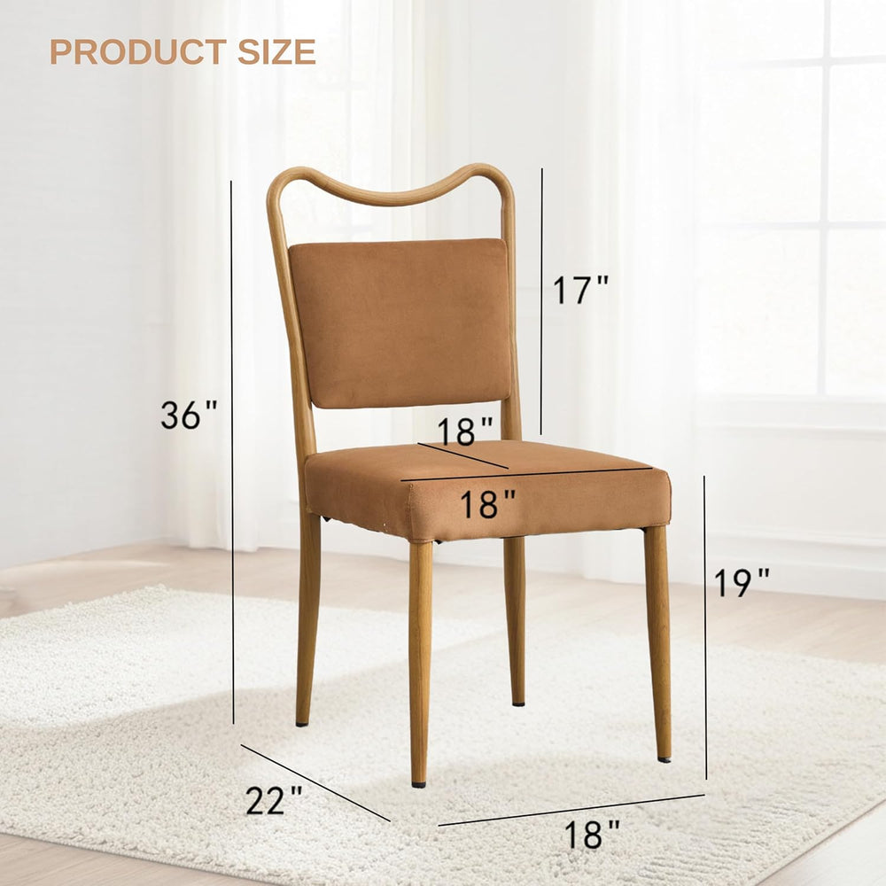 Velvet Dining Chairs Set of 4, Upholstered Dining Chairs with Wood Grained Me...