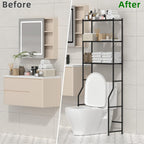 3-Tier Over The Toilet Storage, Freestanding Metal Bathroom Shelves, Space Saver Above The Over Toilet Storage Shelf for Bathroom (Black)