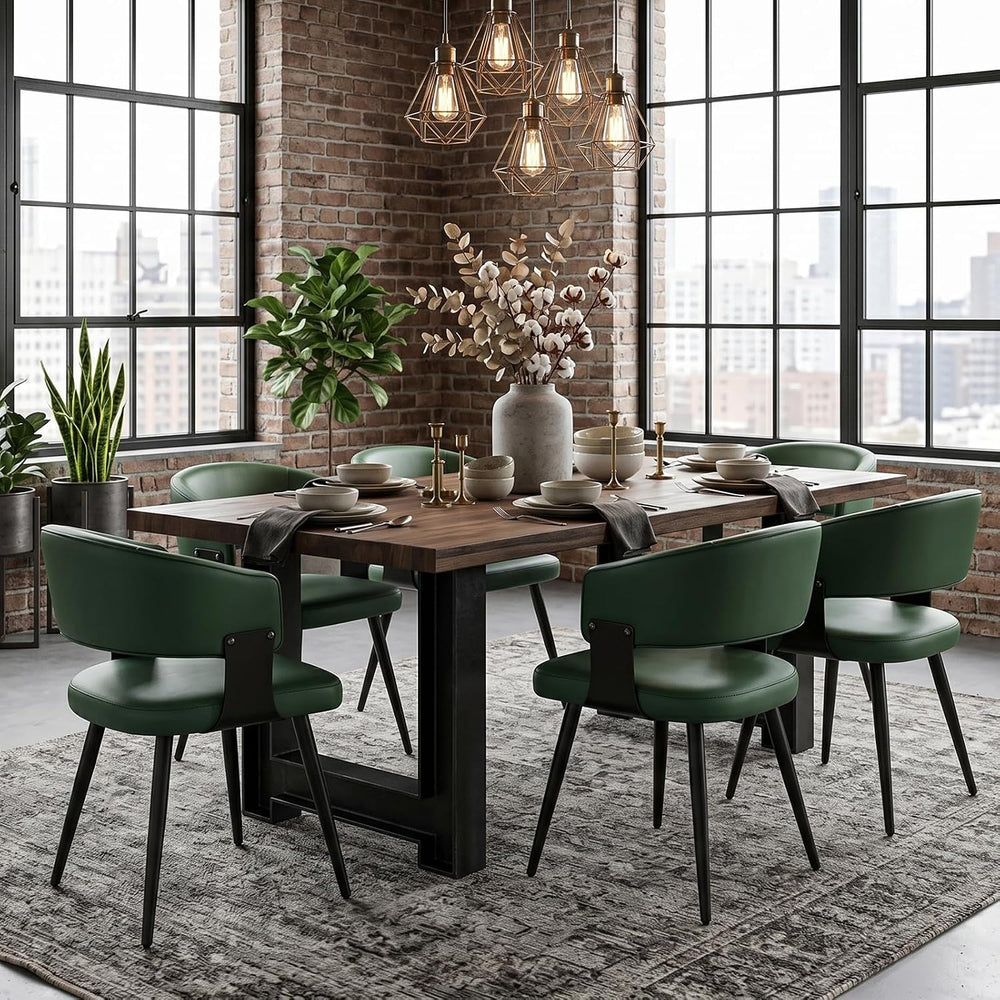 Dining Chairs Set of 6, Modern Faux Leather Kitchen Chairs