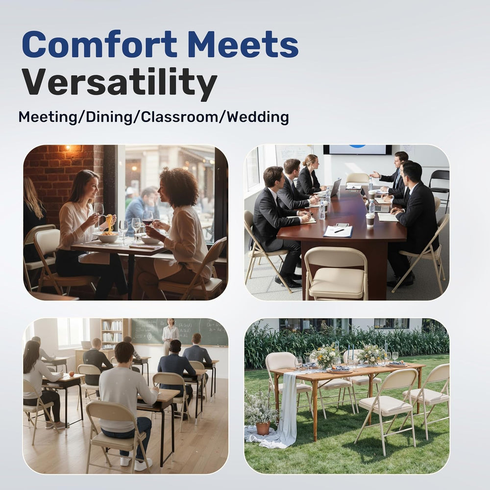 Simple Deluxe Dining Chairs Set of 2, Leather Cushion Foldable Contemporary K...