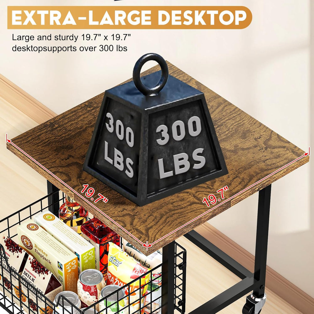 Mini Fridge Stand with Storage, Small Refrigerator Stand with Wheels, Rolling...