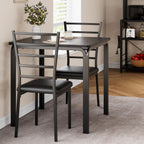 GarveeHome 3-Piece Kitchen Dining Room Table Chair Set for Small Space, Indoor Modern Dinette Set for 2, Square Dinner Table Set for Dinette (Black, Dining Table with 2 Chairs)