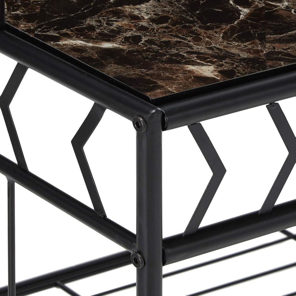 Kings Brand Furniture - 5-Tier Standing Kitchen Bakers Rack for with Storage Microwave Stand, Metal Frame with Marble Finish - Black