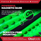 Olsa Tools Magnetic Socket Organizer | 3 Piece Socket Holder Kit | 1/2-Inch, 3/8-Inch, & 1/4-Inch Drive | SAE Green | Holds 68 Sockets | Professional Quality Tools Organizer