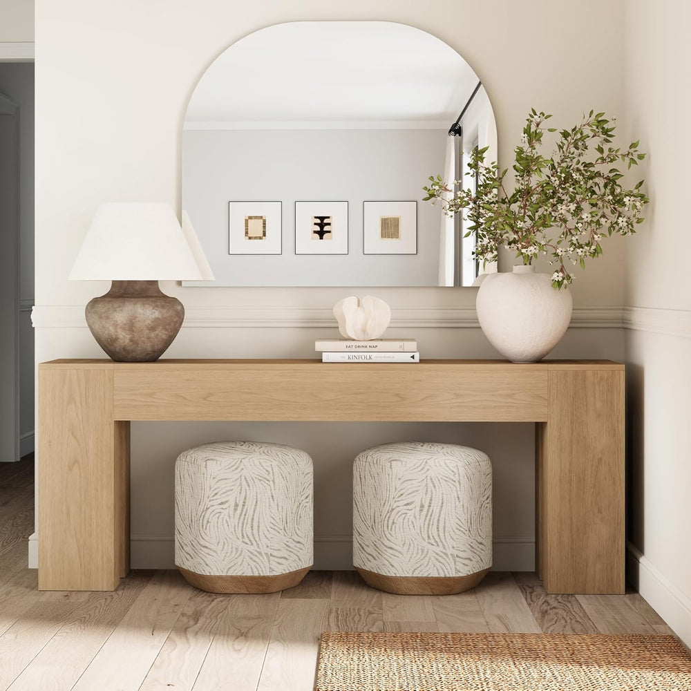 Extra Long 79" Light Oak Wood Console Table for Entryway, Farmhouse Sofa...
