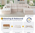 MAXYOYO 132" U Shaped Modular Sectional Sofa with 2 Ottomans, Cloud Boneless Couch with Layered Cushion, Flexible Module Combination Sofa for Living Room, No Assembly Required, Beige