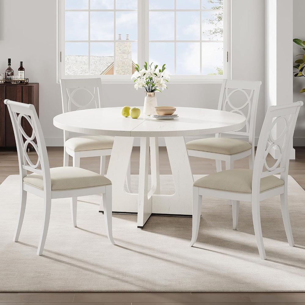 GAOMON 47 Inch Round Dining Table for 4-6 People, Circle Dinner Table with Wo...