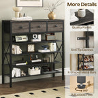 5-Tier Shoe Rack with 3 Drawers, Metal Shoe Organizer for 20 Pairs with Storage Shelves and Wooden Top, for Entryway, Hallway, Foyer, Closet, Charcoal and Black SS35BC