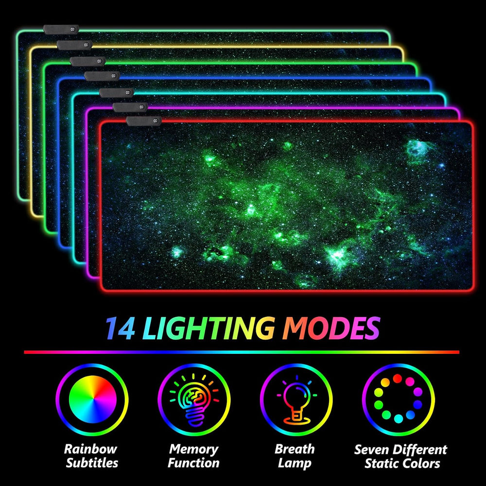 RGB Gaming Mouse Pad Extended, Large Led Mousepads Non-Slip Rubber Base with ...